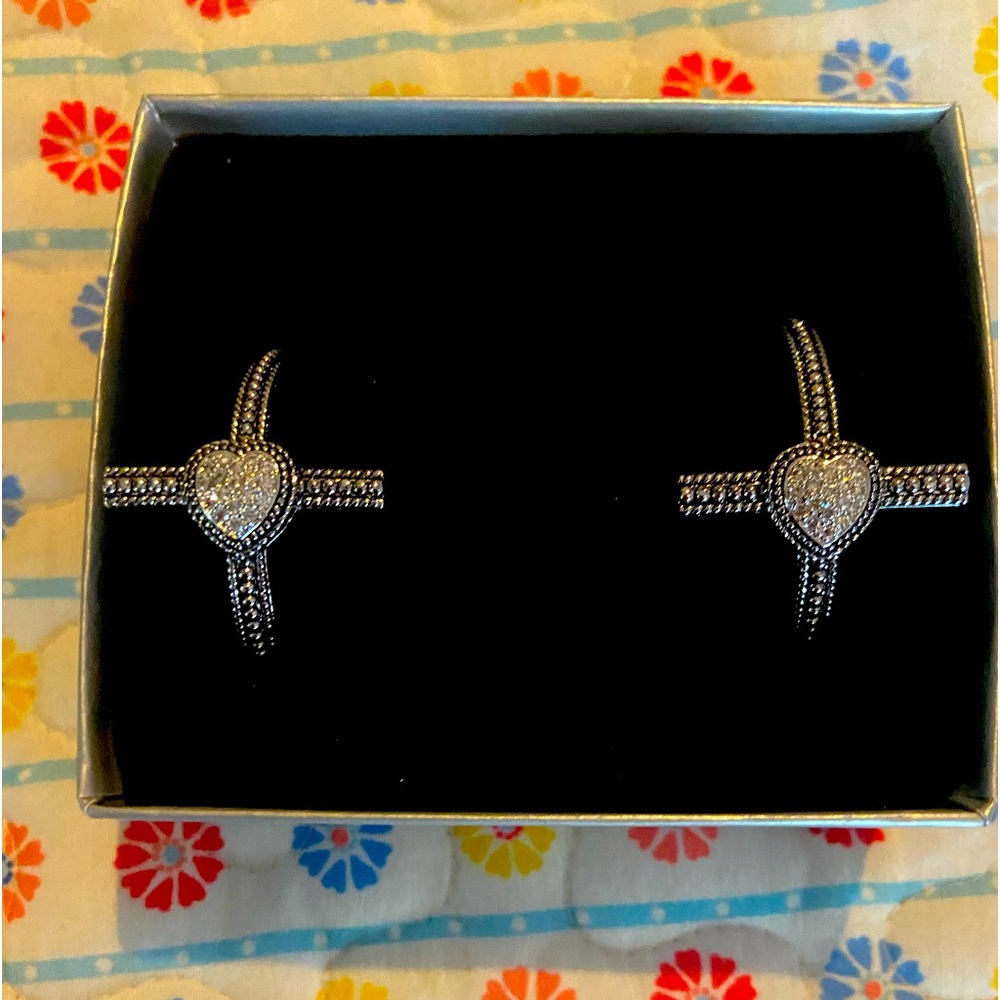 Montana West heart cross hoop earrings